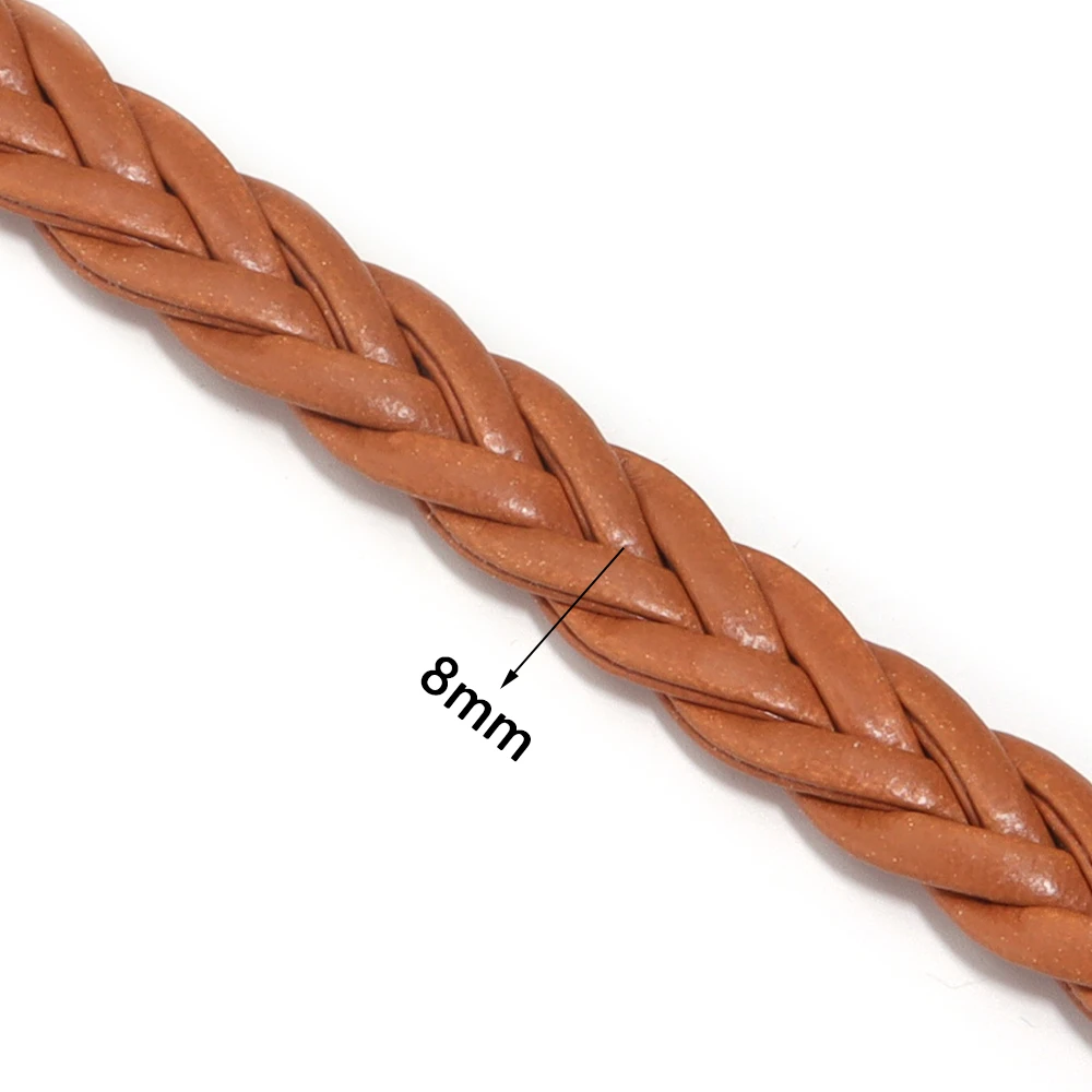 5 Yards 8mm Flaches Geflochtenes PU-Lederseil Buntes PU-Lederband für DIY Handgemachte Halsketten Armbänder Schmuckherstellung – Detail 1