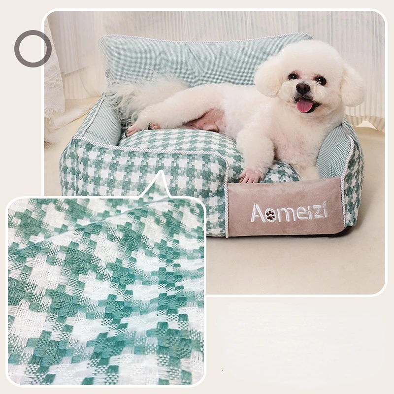 Dog Cat Bed Detachable Washable Pet Nest Plaid Removable Bed for Pets Medium Dog Supplies Sleeping Sofa Bed for Cats