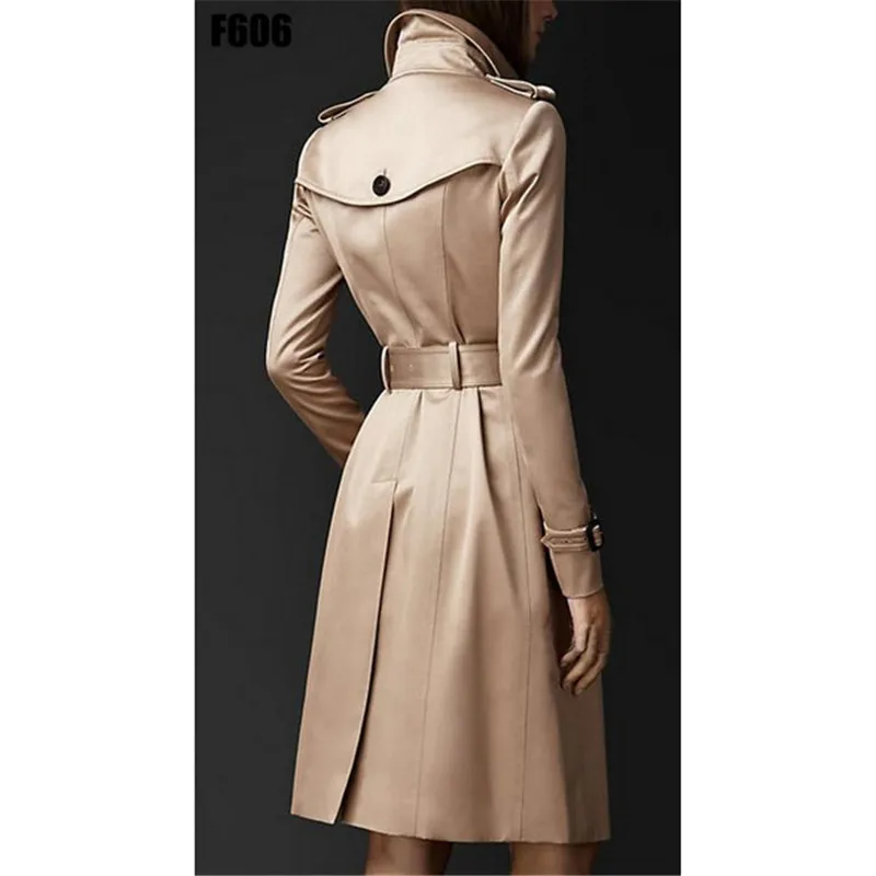 Casaco de trespassado longo Slim Fit Trench Coat feminino, Blusão feminino, cáqui, preto e vinho tinto, S-2XL, Novo, Outono, 2022