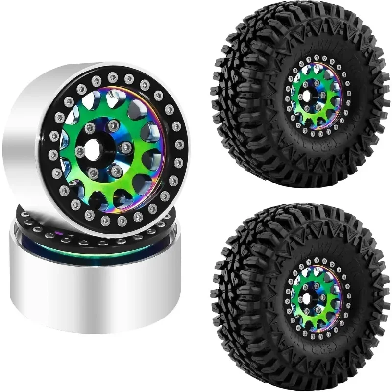 

4Pcs Aluminum Alloy 1.9" Beadlock Wheel Rim Colorful For 1/10 RC Crawler Axial SCX10 90046 AXI03007 TRX4 VS4-10 Redcat Gen8