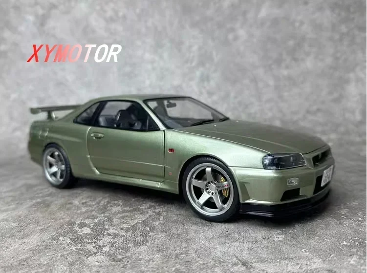 Solido 1:18 For NISSAN GT-R (R34) 1999 Alloy Diecast Model Car Toys Gifts Hobby Display Collection Green Metal,Plastic,Rubber