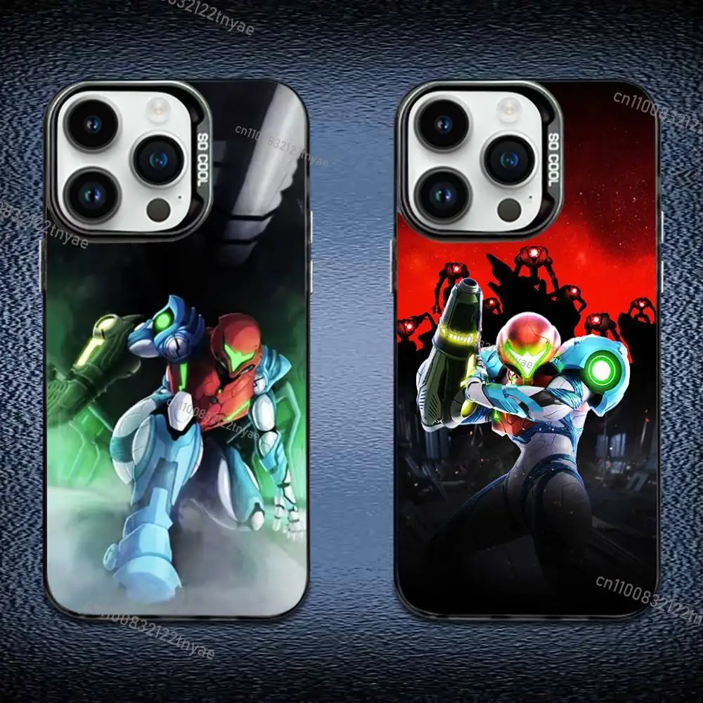

Game M-Metroid Phone Case For iPhone 17,16,15,14,13,12,11 Pro Max Plus Colorful Gradient Soft TPU Black Cover