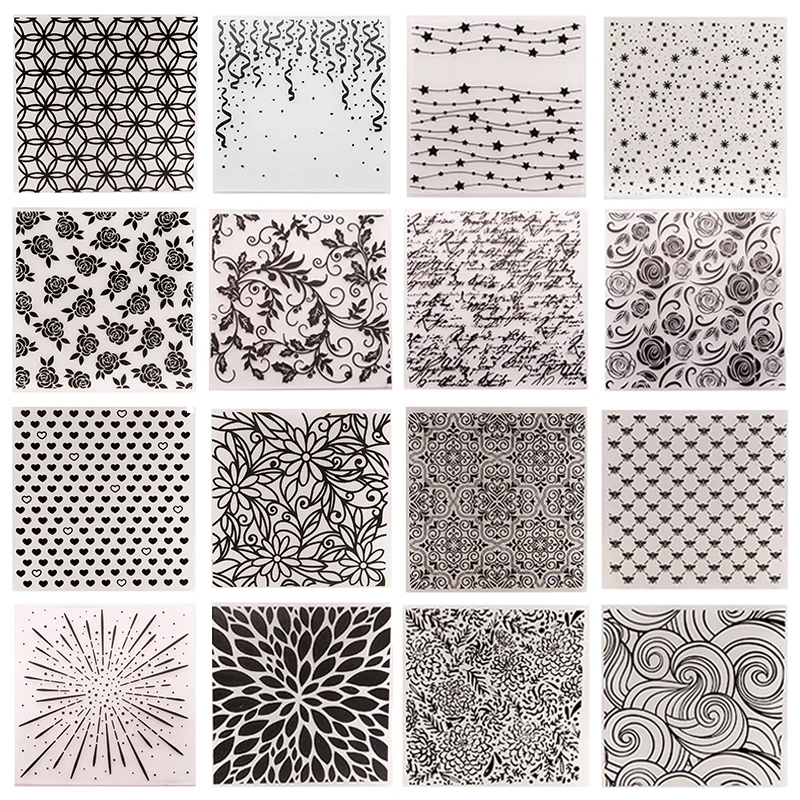 15x15cm Plastic Embossing Folder DIY Craft Template Molds Stamp Stencils for Scrapbook Paper Cards Photo Album Making New 2024