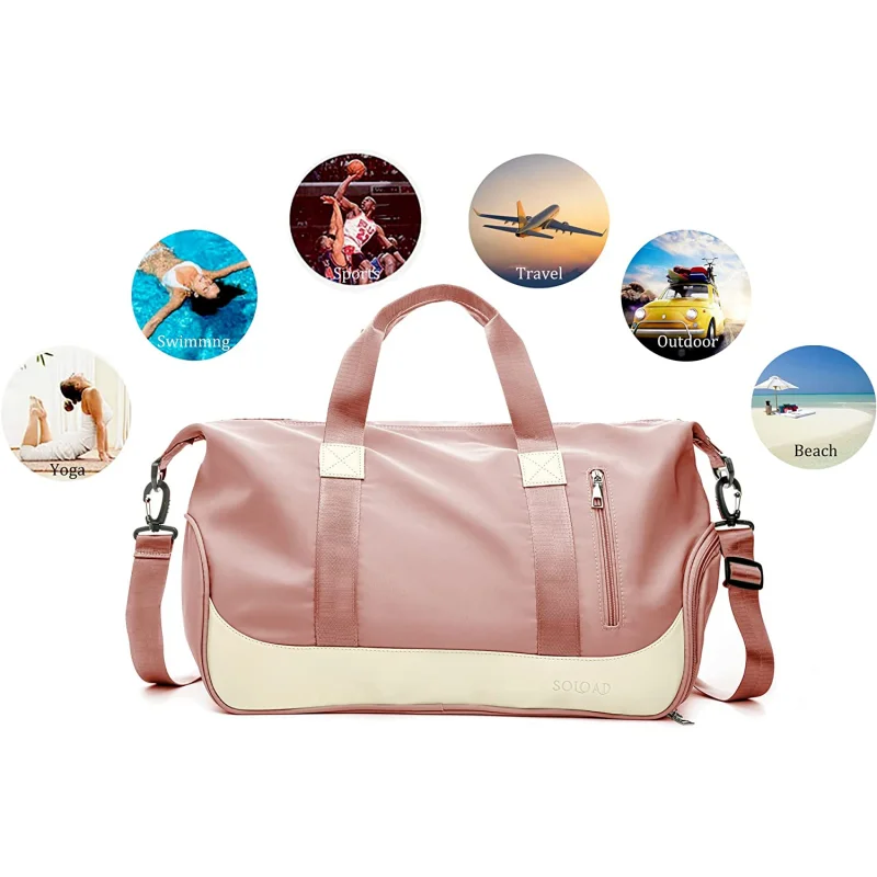 Sports Gym Bag for Women Men Travelling Bag Weekender Carry On Workout Duffel Bag Shoulder Bag W/ Shoes Compartment & Wet Pocket