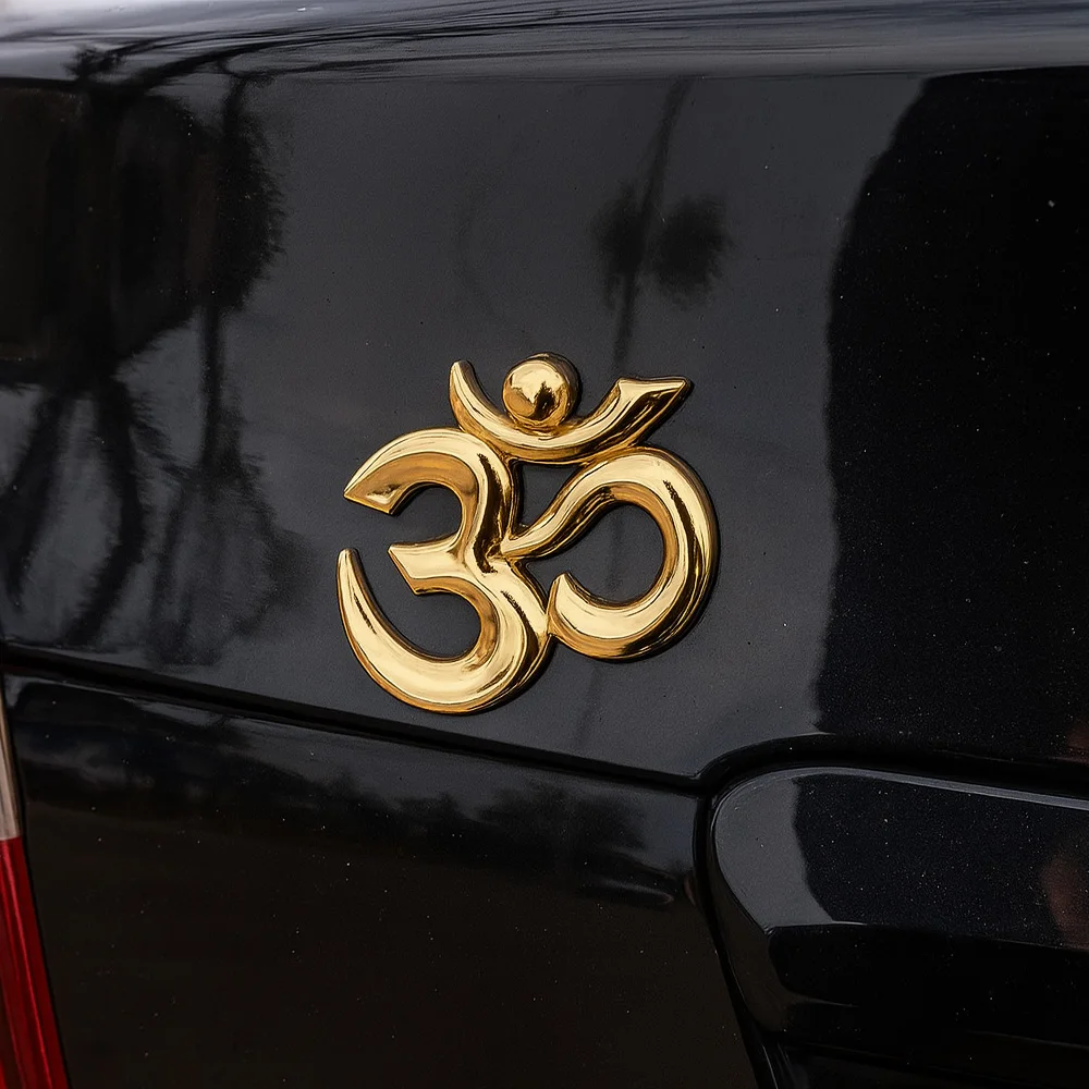 Noizzy Aum Om-ملصق سيارة معدني ثلاثي الأبعاد ، شعار سيارة مانترا ، أسود ، كروم ، إكسسوارات ديكور نسائية ، تصميم خارجي