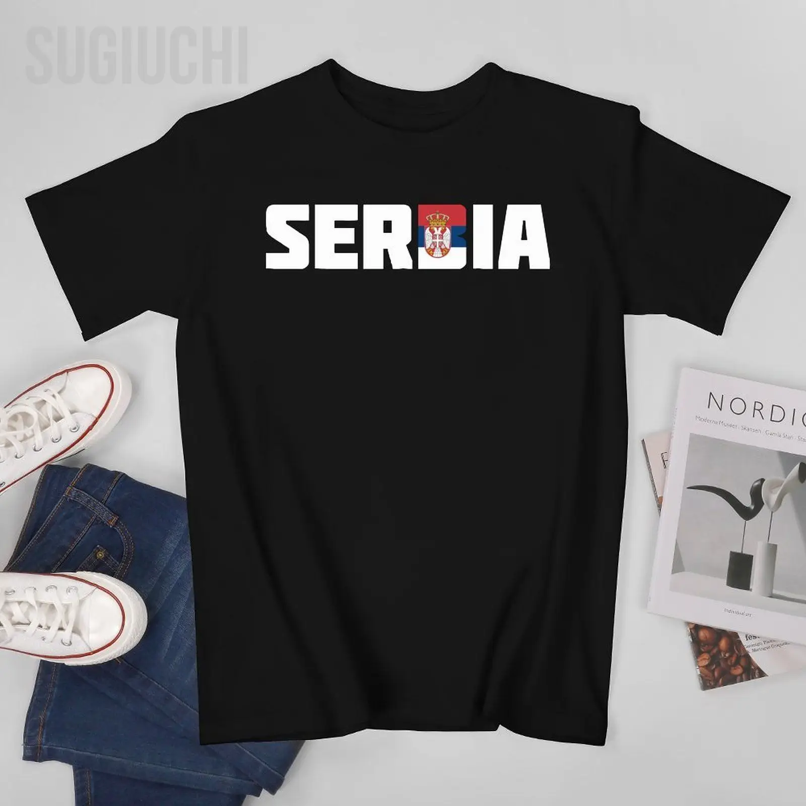 Unisex Men Serbia Serbian Flag Souvenir Souvenir Yugoslavia Tshirt Tees O-neck T Shirts Women Boys 100% Cotton T-Shirt
