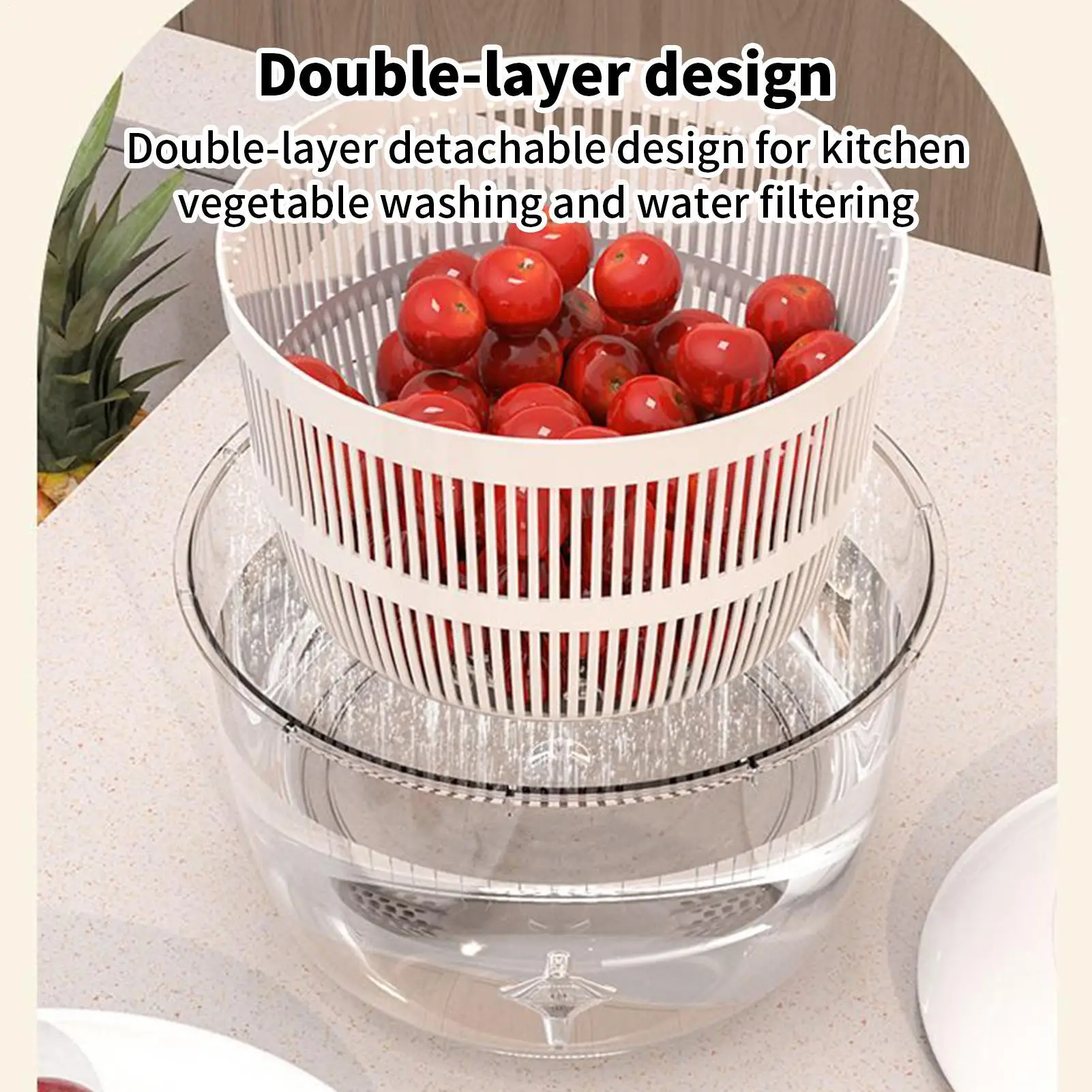 

Ручная сушилка для фруктов и овощей, ручная корзина для мытья овощей, кухонное устройство для чистки еды, риса, ягоды, макарон