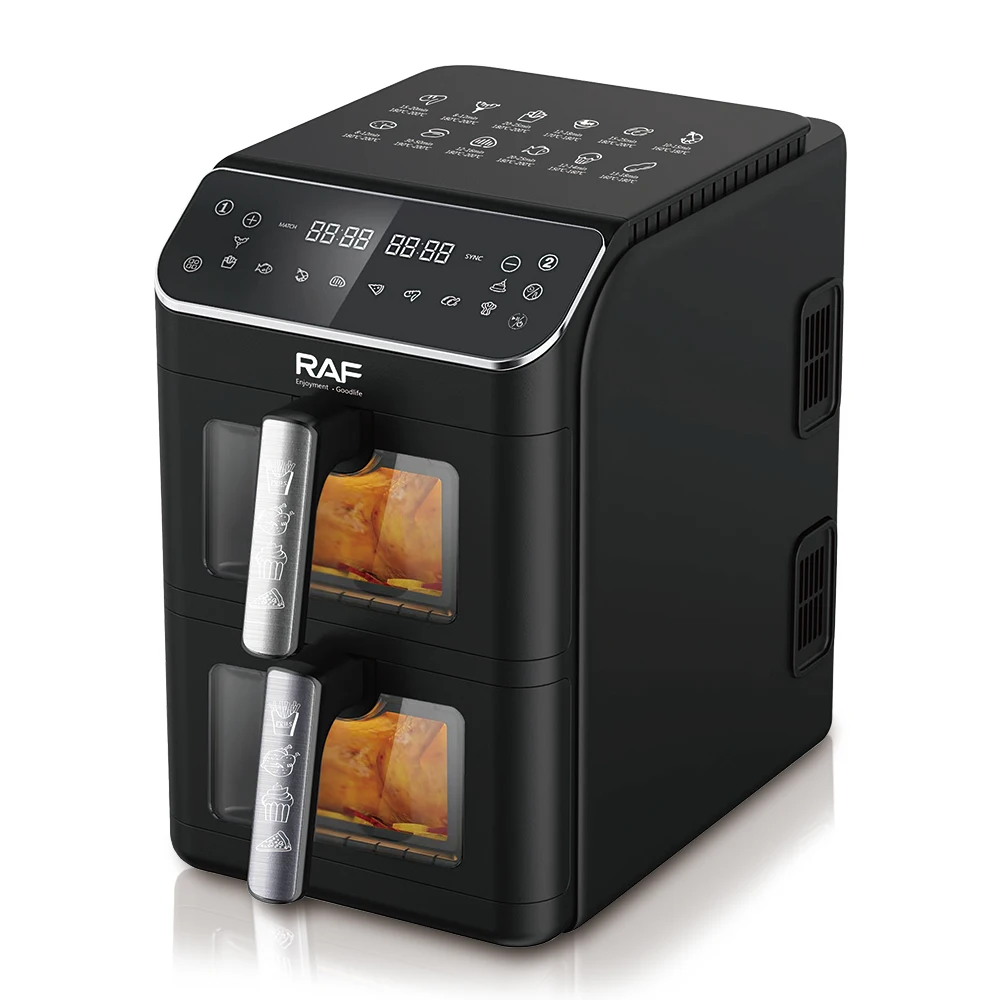 RAF 2800W Air Fryer Oil Free Digital Hot Air Oven Dual Basket 12L Family Size Multi Purpose Cooking Appliance