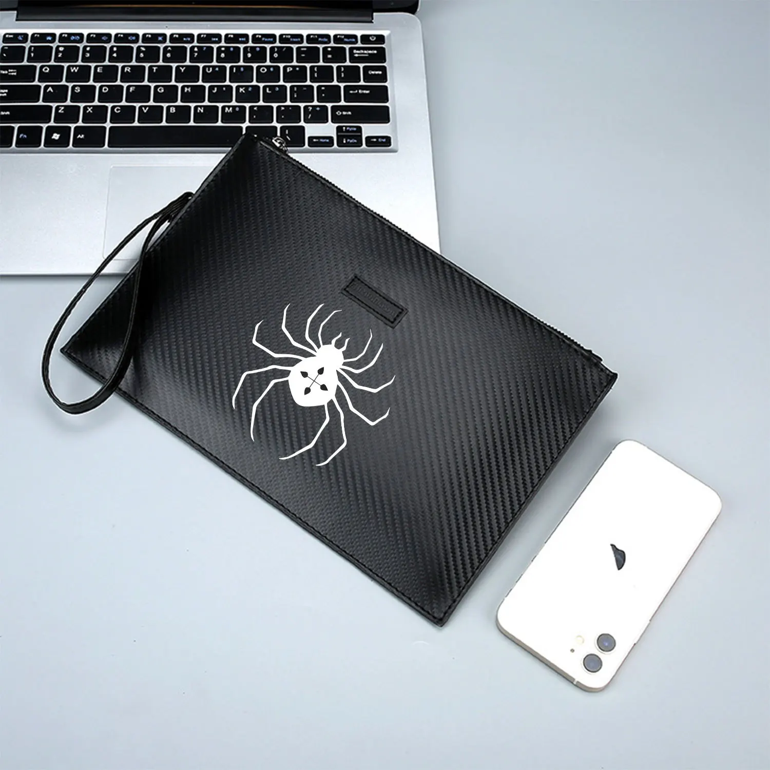 Spider symbol,cross,simple design Elegant Printed PU Men's Handbag Fashionable and Practical for Everyday Carry