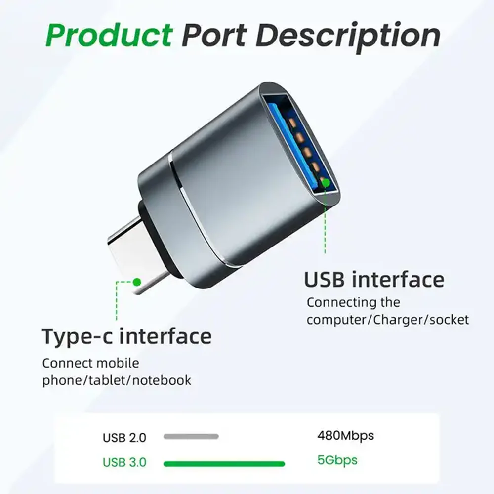Adapter typu C na USB 3.0 OTG konwerter ลผeลski USB C na USB do Macbook Air Pro Samsung S21 Xiaomi Huawei C mysz OTG