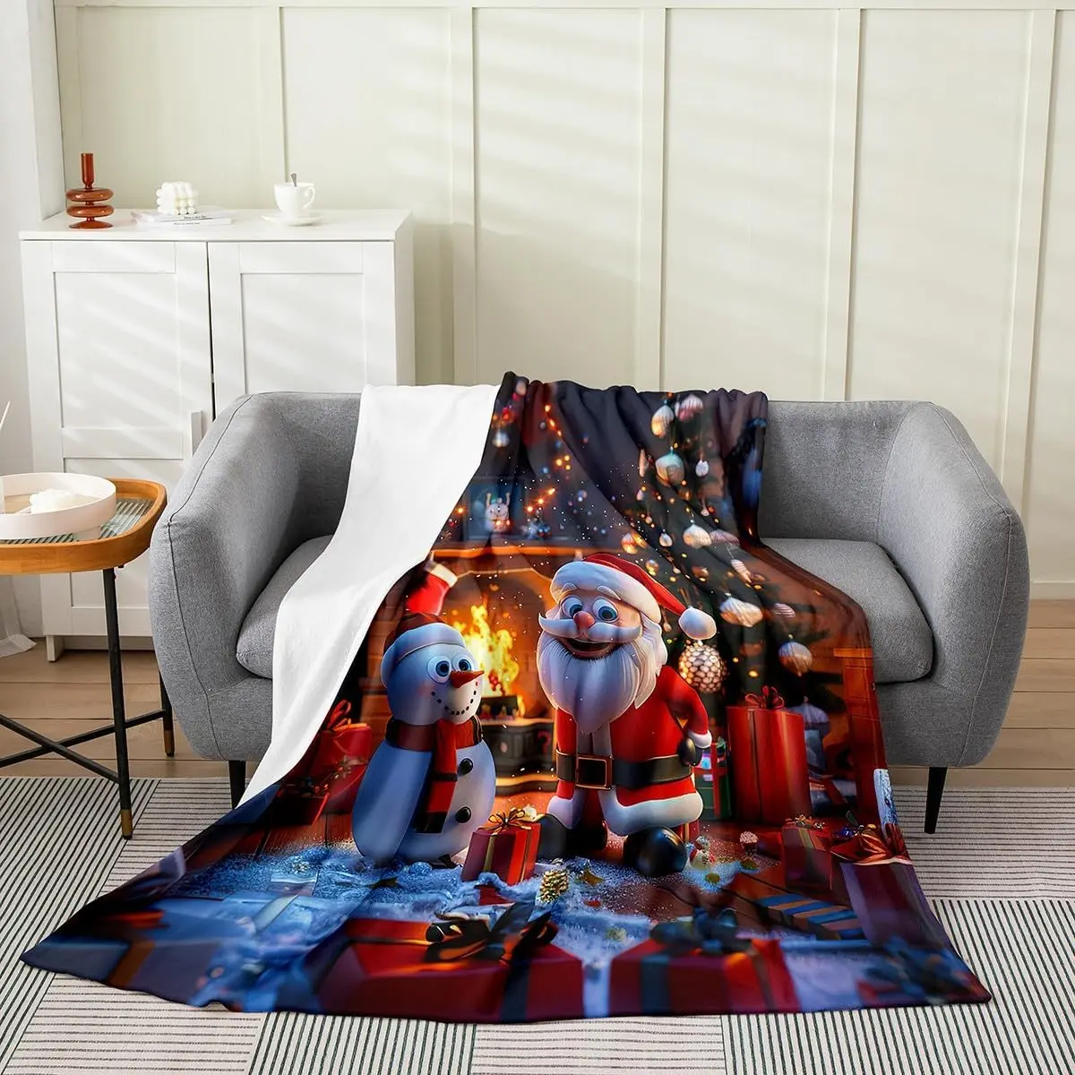 

Рождественское плюшевое одеяло со снеговиком, для дивана, дивана, детского декора для мальчиков и девочек, фланелевое флисовое одеяло с рождественским принтом для спальни
