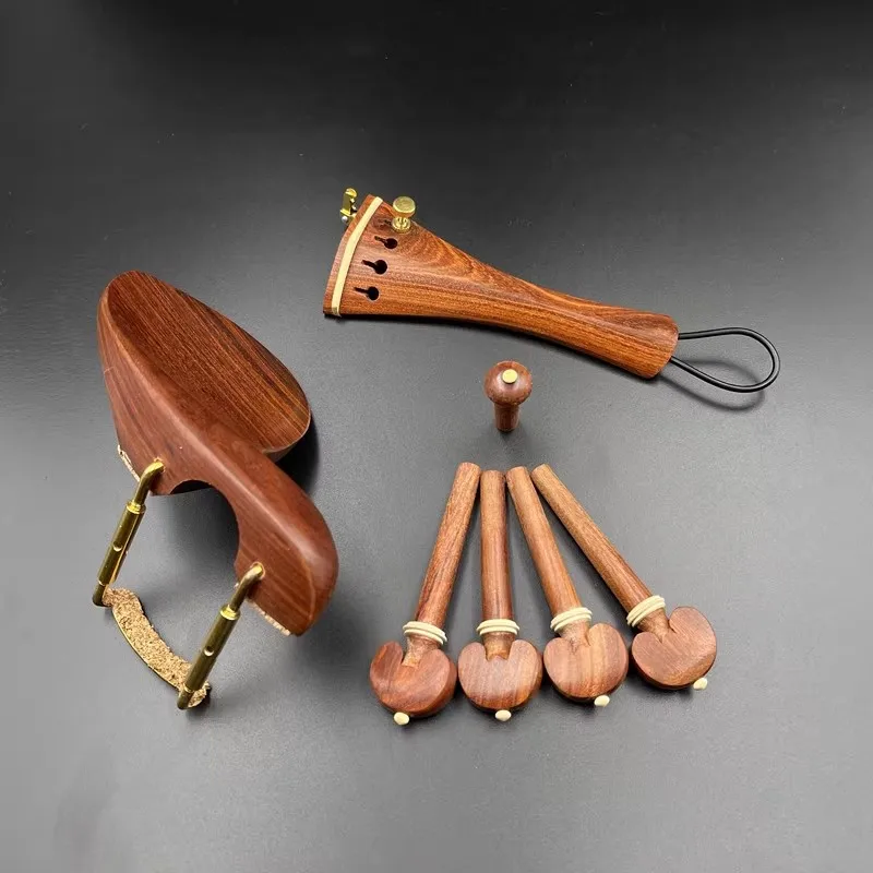 1 set 4/4 Violin Rosewood Tailpiece+Tuning pegs+Endpins+Chin rest/Chin Holder,ebony Jujube wood Fiddler parts Accessories