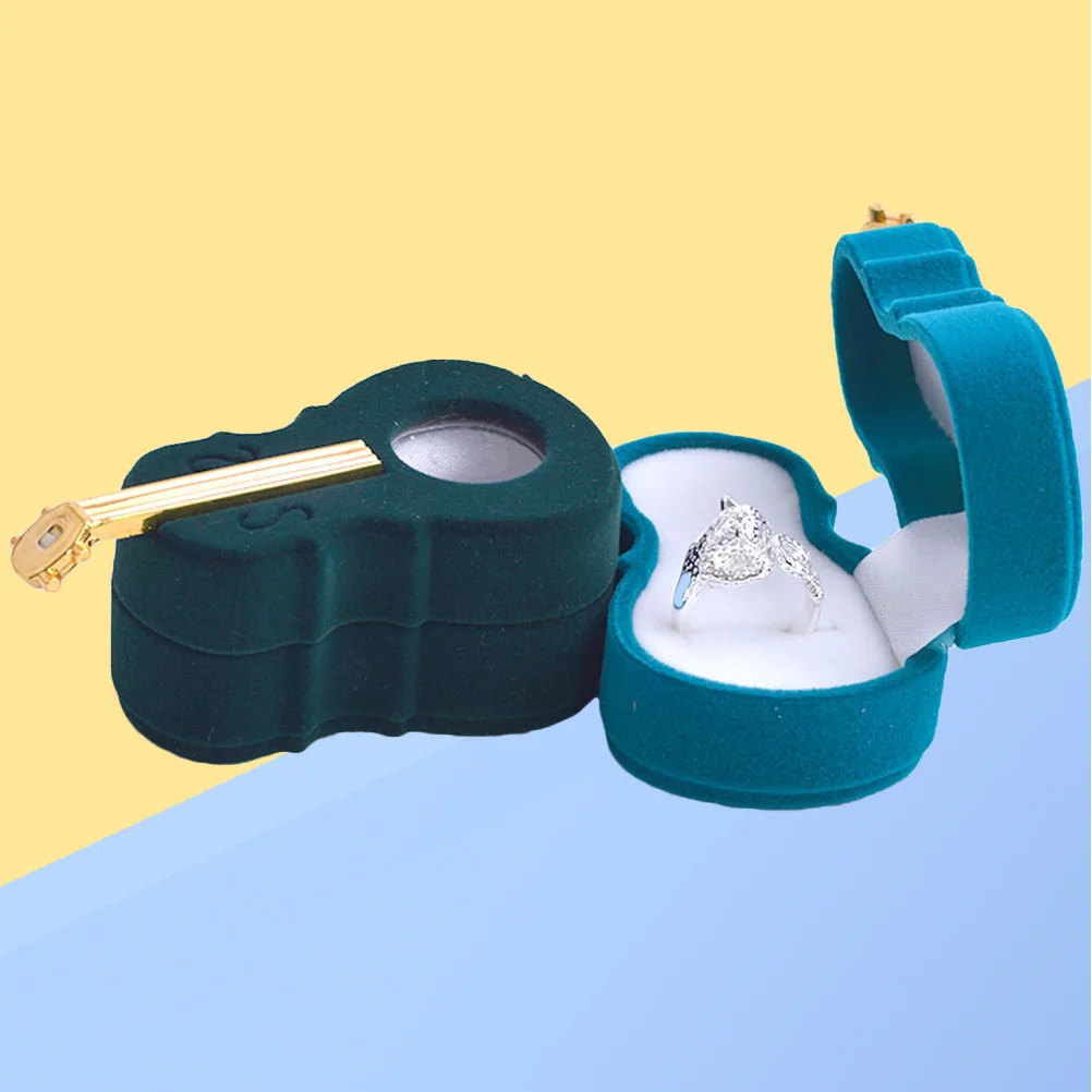 

2 Pcs Violin Ring Box Jewellery Case Storage Jewelry Holder Earrings Organiser Wedding