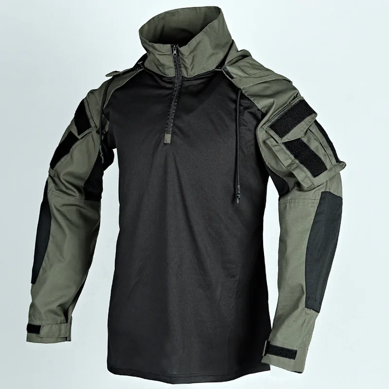 Hiking Tactical Shirt Men Outdoor Breathable Detachable Hooded Camping Top Quick Drying Treking Fishing Military Combat Pullover