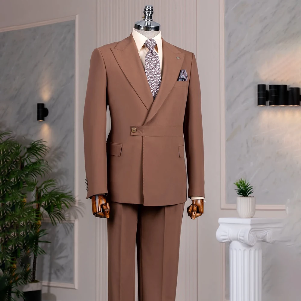 

Мужские костюмы высокого качества, роскошные однобортные костюмы на заказ, комплект из двух предметов, куртка и брюки, элегантная свадебная мужская одежда, наряды