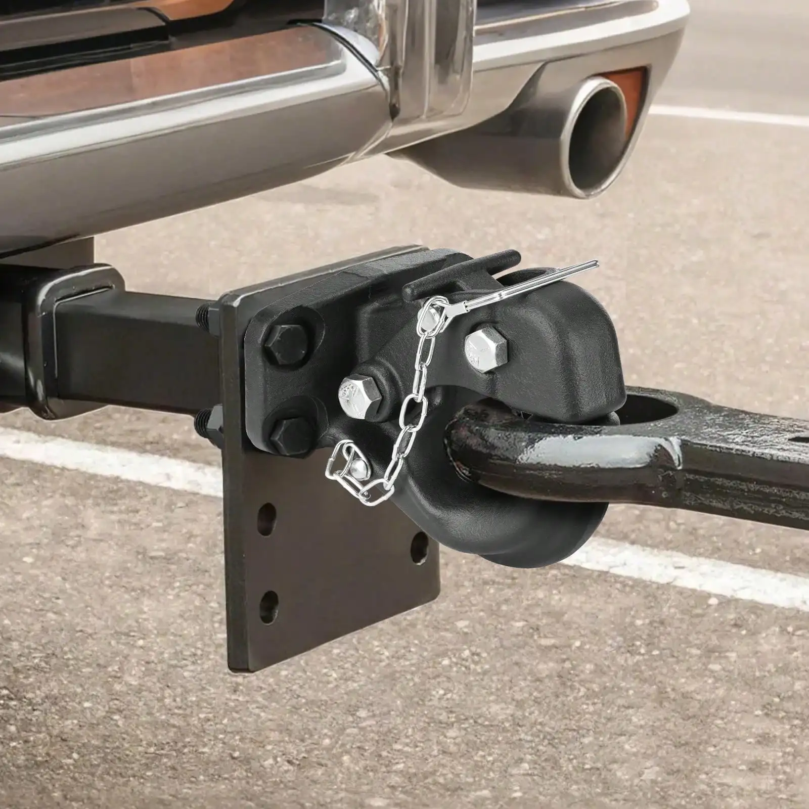 Pintle Hook, 30000 Lbs Towing Capacity, Trailer Hitches Receiver Hook Fits For 2.5 To 3-Inch Lunette Ring With Mounting Kit, Wear-Resistant, Black Powder Coat, Suitable For Various Vehicles