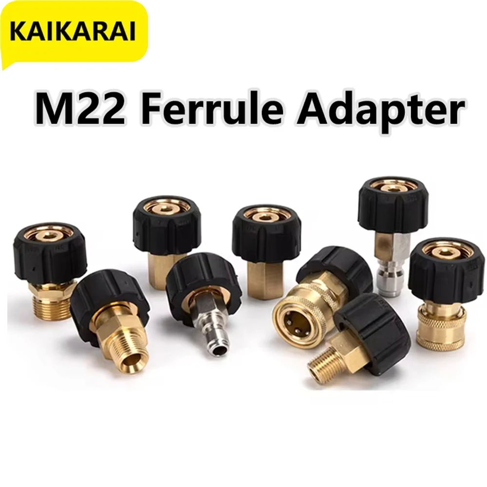 

Быстроразъемный переходник для мойки высокого давления M22, наконечник для 1/4 и 3/8 латунных сцепных соединителей, сменные фитинги для пистолета и шланга