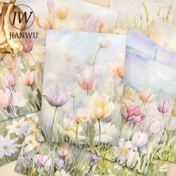 JIANWU A Riot of Flower Shadows Series Vintage Landscaping Material Collage Washi Paper Sticker Creative DIY Journal Stationery