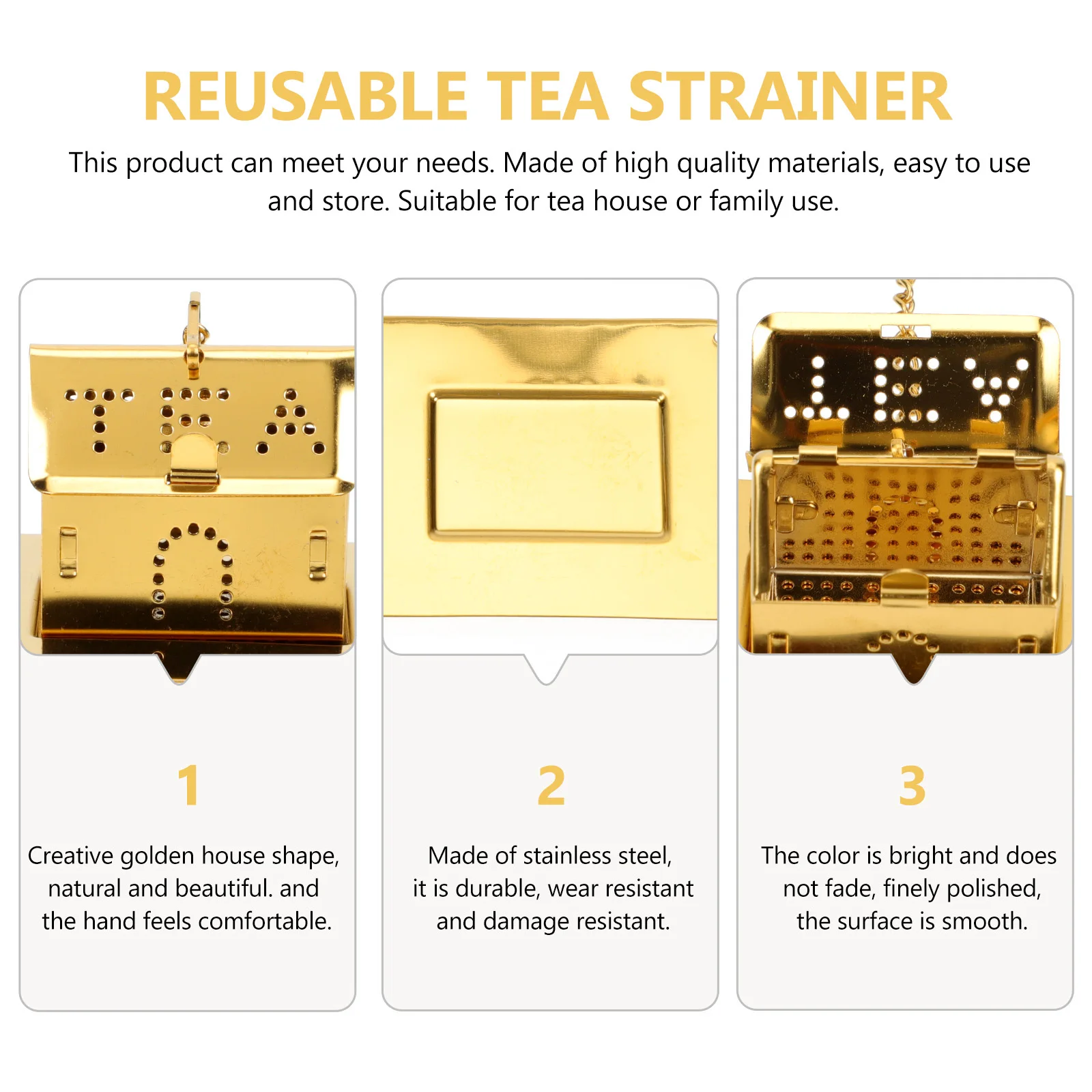 

1Set Practical Stainless Steel Tea Infuser Creative House Shape Reusable Tea Filter Healthy Safe for Home Strainer Ball