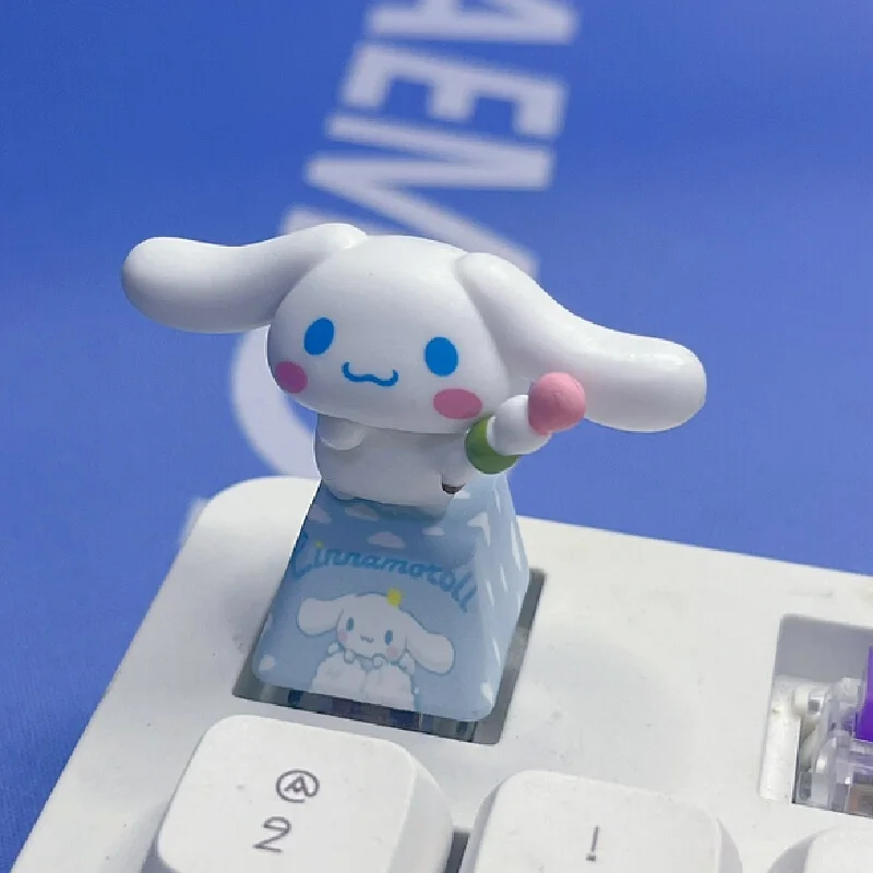 Sanrio Diy Creëert Driedimensionale Blauwe Cinnamoroll Keycaps Met Kruisas Computer Knoppen Games Mechanische Toetsenborden Geschenken