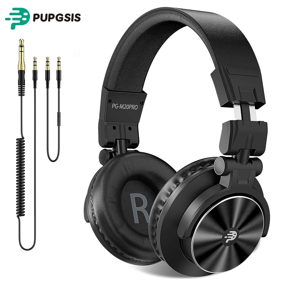 

Наушники PUPGSIS Studio Monitor, проводные полноразмерные наушники, профессиональные стереонаушники Hi-Res 40 кГц для диджеев - разъем 1/4 до 3,5 мм