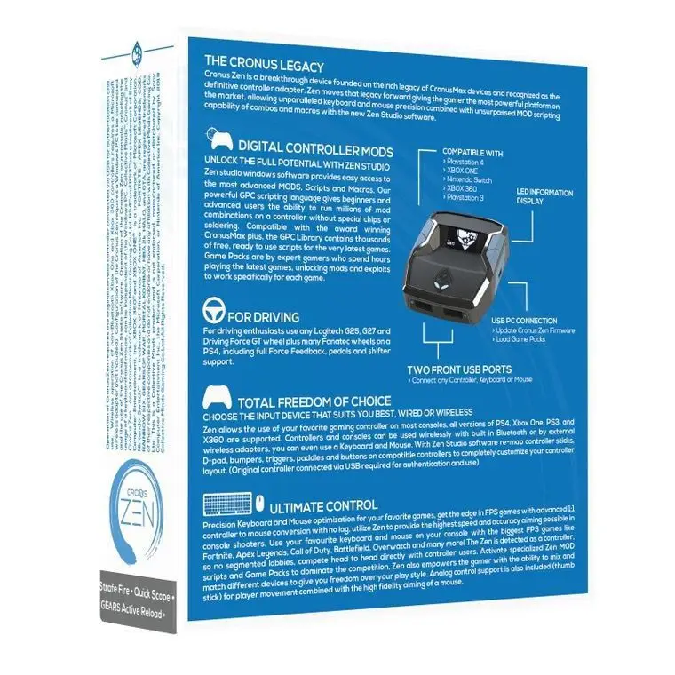محول لوحة مفاتيح ماوس Cronus ZEN الأصلي لجهاز PS4 Slim Pro Xbox One S X 360 NS Switch PC Gaming متوافق مع PSP