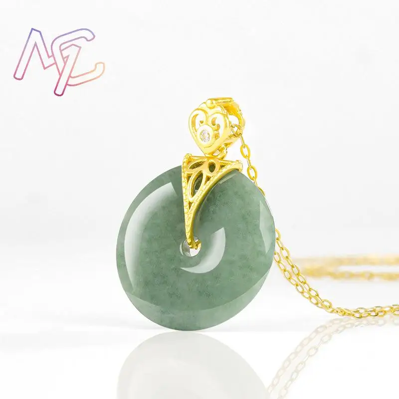 ميانمار الجاديت دونات قلادة قلادة حجر الإكسسوارات مصمم سحر محظوظ البورمية اليشم هدايا للنساء #2