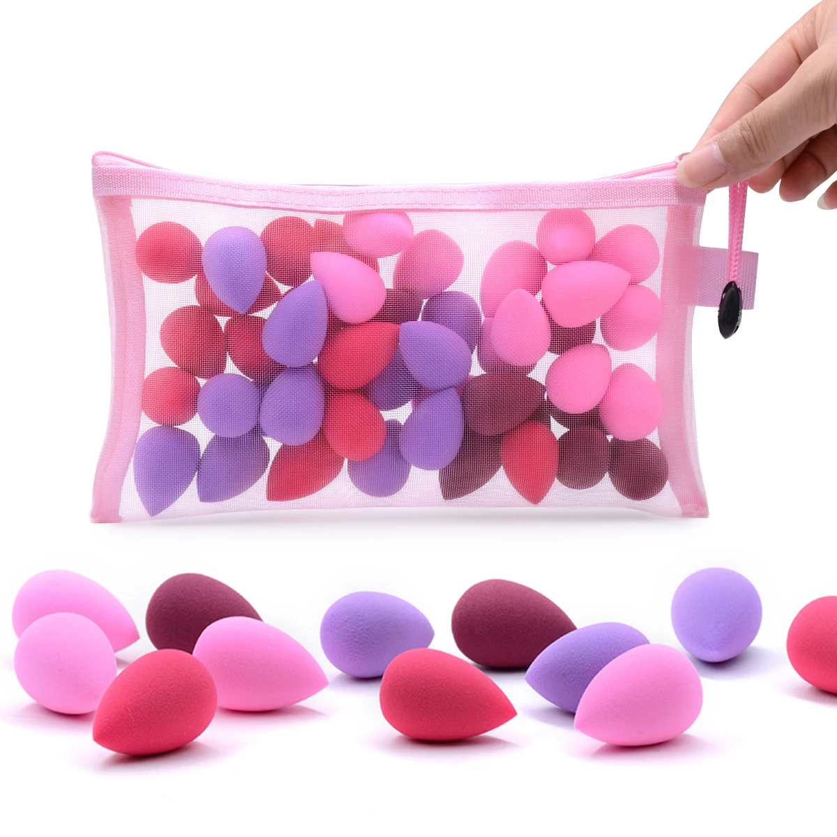 40Pcs Mini Makeup Sponge Beauty Eggs With Cosmetic Bag Face Make up Tools Set In Organizer Bulk Wholesale Micro Beauty Tools Kit