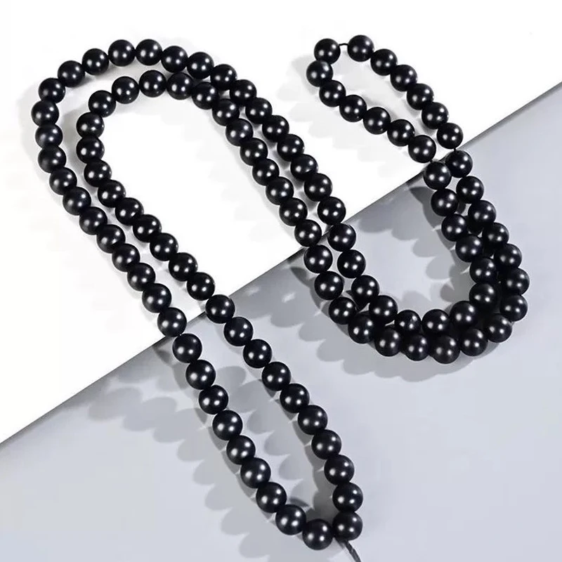 

Hotan Black Jadeite Necklace with 108 Jade Beads, Pendant, Unisex Multi-loop Bracelet