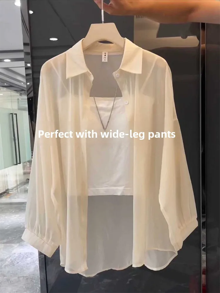 

Легкая женская рубашка-кардиган из ледяного шелка с защитой от солнца, дышащая, с узором снежинок, весна-осень, новинка