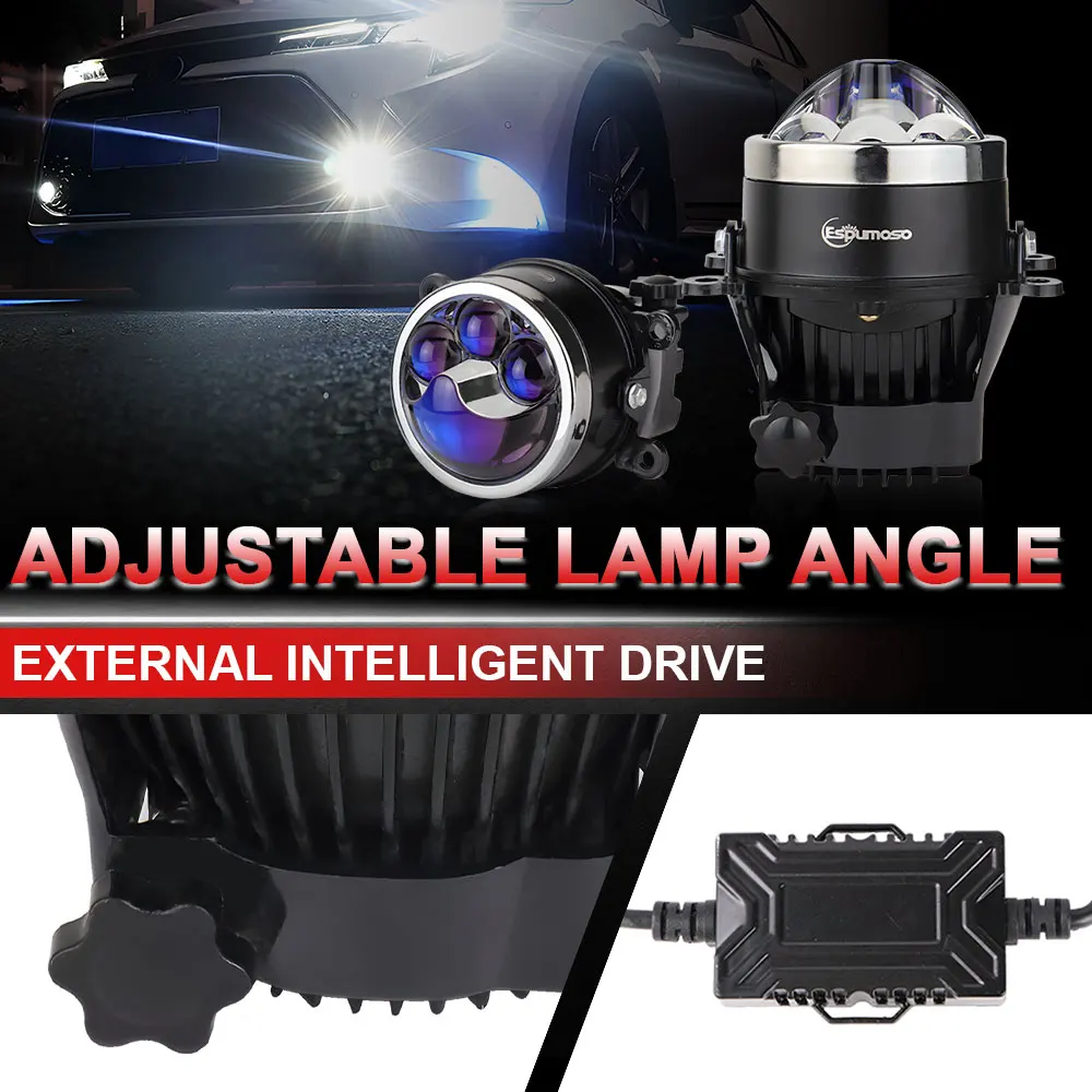 3Inch Fog Lamp Lens For Toyota Nissan Bracket bi led projector laser fog lights 160W Bi Led lens High/ low beam Car Fog Lamp 12V