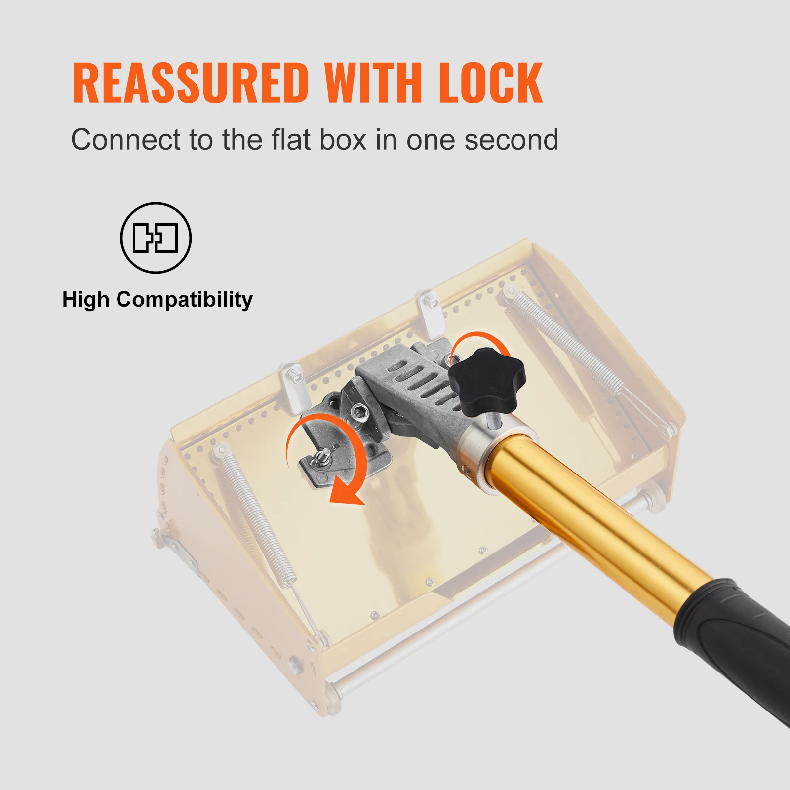 Alça de caixa plana para drywall, alça de extensão de acabamento plano de alumínio anodizado, comprimento de 5 seções ajustável, aperto antiderrapante e