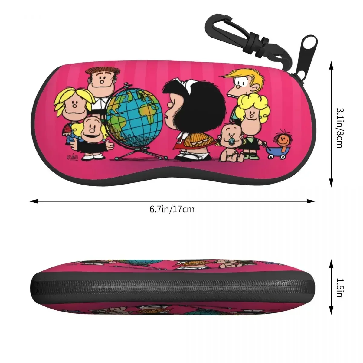 Mafalda Friends Eyeglass Glasses Case Women Men Soft Quino Comic Cartoon Sunglasses Protective Pouch