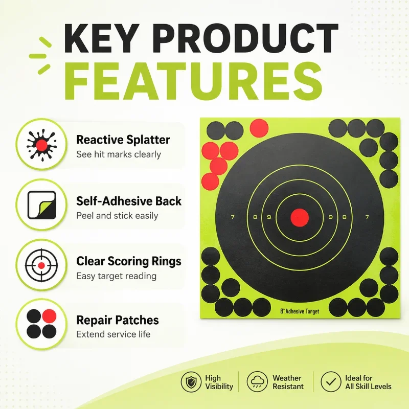 50/100/150/200/250PCS Self-Adhesive Splatter Reactive Target Stickers Visible Hit Mark Target Paper for Outdoor Hobby