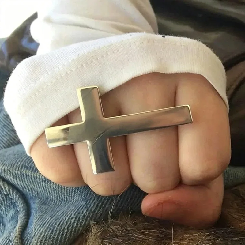 Y2K Retro Big Cross Adjustable Open Ring for Women & Men