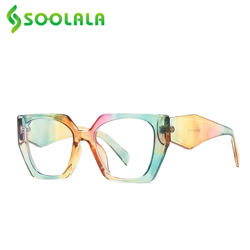 

SOOLALA Square Blue Light Blocking Reading Glasses Women Ladies Magnifying Farsighted Reader Presbyopic Glasses +0.5 0.75 to 4.0