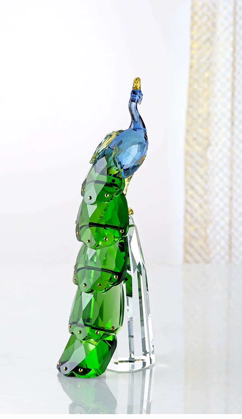 Pfauen-Skulptur-Ornament, Kristall-Bastelstatuen, luxuriöses Kunstwerk, Desktop-Dekoration für das Wohnzimmer, nordische Raumdekoration, kreative Geschenke – Detail 2