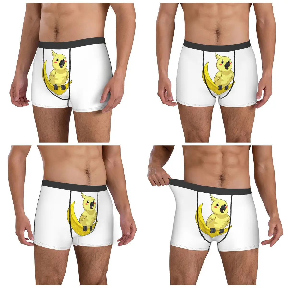 الملاكم السروال السراويل كوكاتو كوكاتيل الببغاء مع القمر سراويل الرجال ملابس داخلية جيدة التهوية لهدايا رجل رجل صديقها