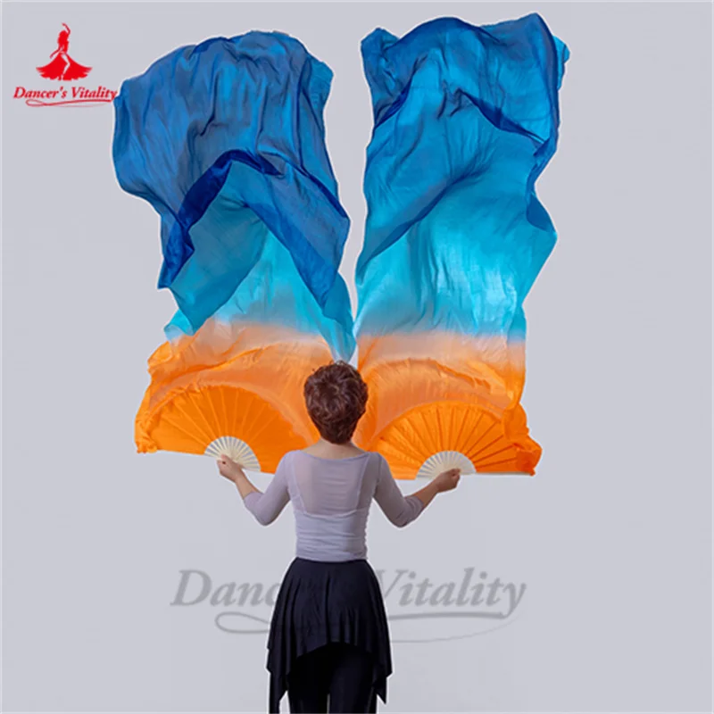 100% Pure Natural Silk Fan Veils for Women Belly Dancing Performance Fan Belly Dance Costumes Girl\'s Accessories Fans