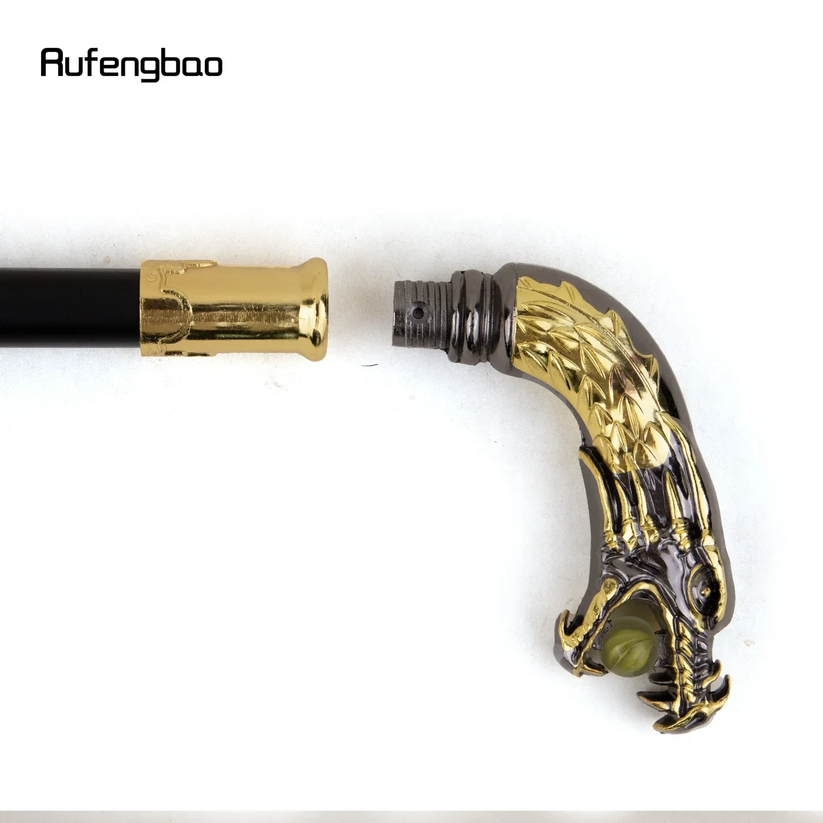 Golden Black Dragon Handle Luxury Walking Stick Decorative Cane For Halloween For Cosplay And Parties, For Cosplay & Party