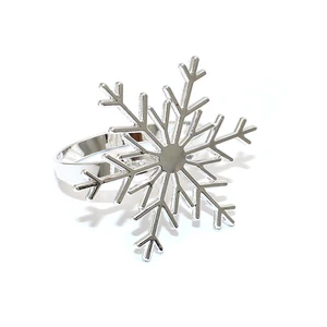 خواتم منديل ندفة الثلج الفضية ، حامل ذهبي لعيد الميلاد ، رأس السنة الجديدة ، حفل زفاف ، زخرفة طاولة ، HWC94 ، 6 قطع أفضل 10 مبيعات حامل منديل عيد الميلاد - No5