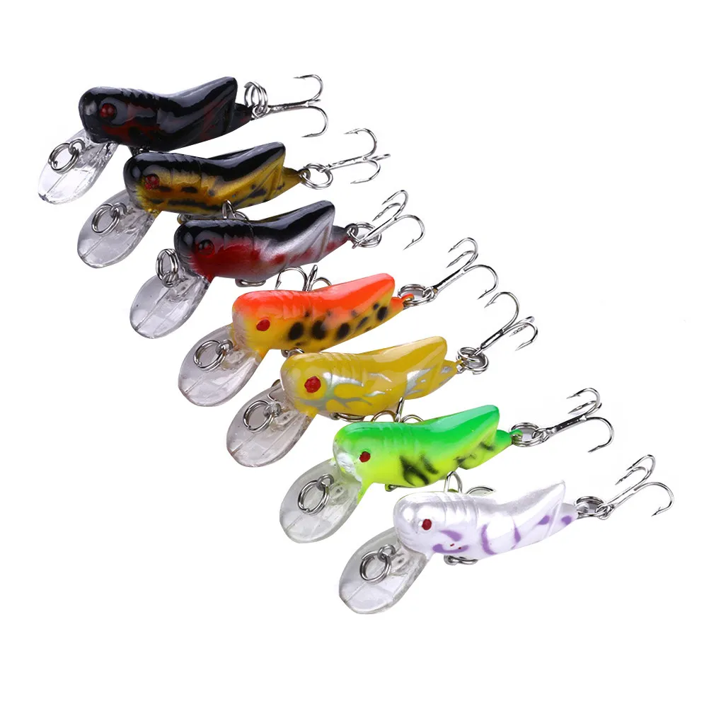 

7Pcs Artificial Grasshopper Lure Baits Realistic Fishing Lifelike Baits Set Strong Hooks for Bass Carp Silver Carp Fish