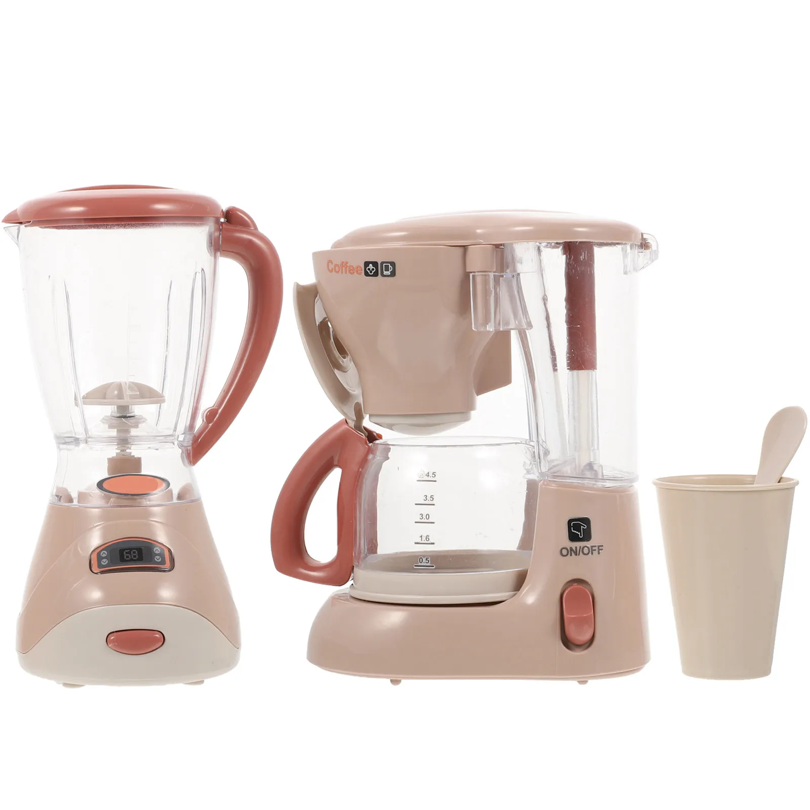 

2Pcs Electric Light Sound Kitchen Play Appliance Juicer Coffee Machine Pretend Play Set for Kids Creative Fun Hand Eye