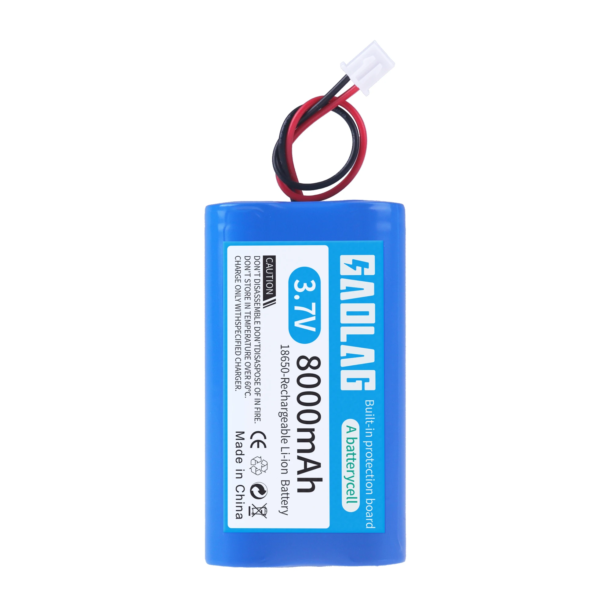 Lithium Battery 3.7V 18650 with XH2.54-2P Plug 4500/6200/12000mAh Rechargeable battery For Fishing LED Light Bluetooth Speaker