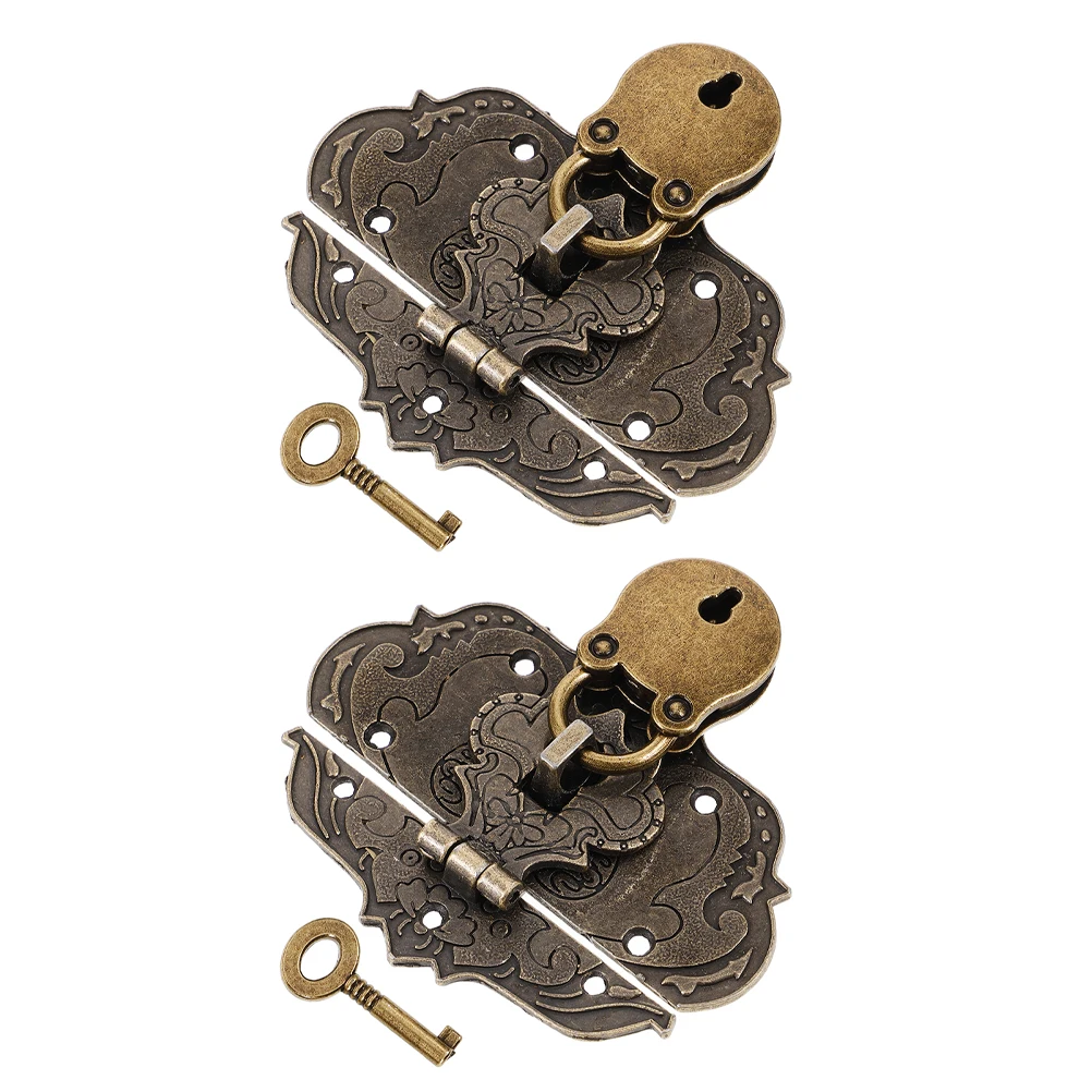 2 Sets dekorative Retro-Schlösser, Vintage-Legierungsriegel, bärenförmige Schrank-Haspe-Schnallen, Mini-Metallschlösser für Holzkisten, Zinklegierung