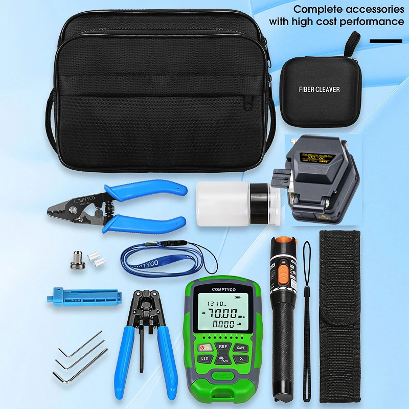 Imagem -06 - Ftth Fibra Óptica Tool Kit Visual Fault Locator Mini Medidor de Potência Óptica Skl6c Cleaver70 Mais 10db 50 Mais 26dbm em 10mw