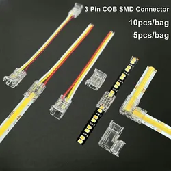 5pcs/bag 10pcs/bag Crystal Buckle Smd Cob Connector 8mm 10mm 3 Pin 3 Way Corner Led Strip Light Connector