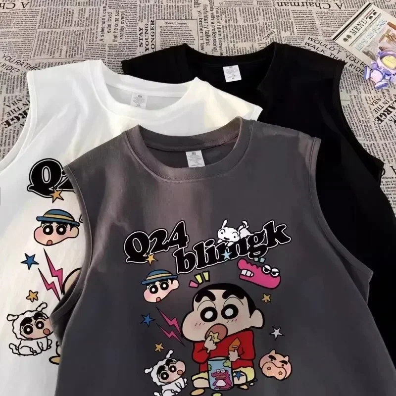 Anime Crayon Shin-chan Lovely Cartoon Short Sleeves T-shirt Summer Jacket Versatile Cute Short Sleeved T Shirt Leisure Time Top