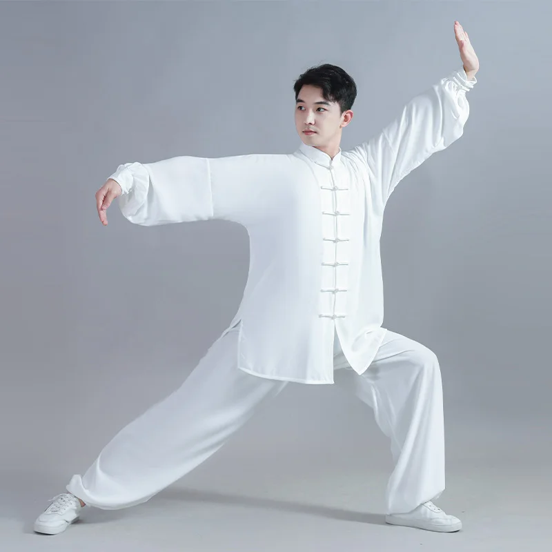 

Tai Chi Uniform Traditional Chinese Trend Wushu Kungfu Suit White Color Martial Arts Wing Chun Clothing Morning Exercise Wear