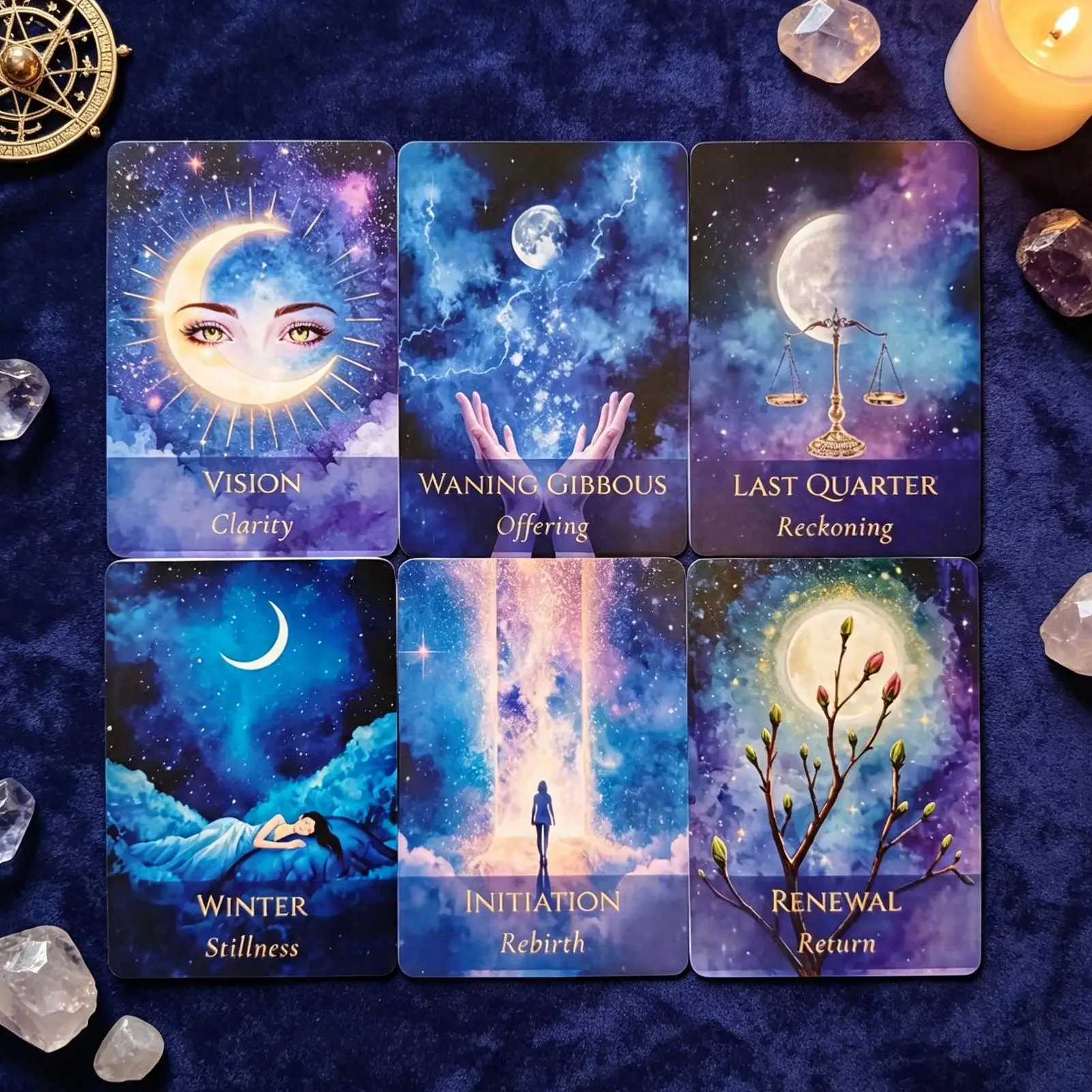 Divination Oracle Cards Inspirational Board Game Prop with Guide Moon Divination Cards Oracle Deck for Home Dorm Travel Camping